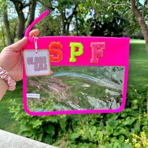 🦋Gloss & Glo pink  Flat SPF Pouch/CLEAR BAG CHENILLE